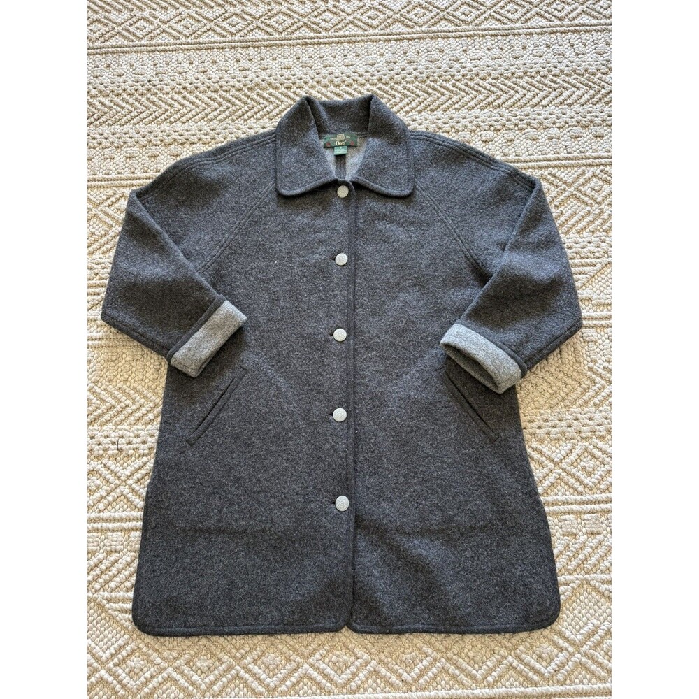 Vintage Women's Orvis Grey Sz M 100% Wool Coat Long